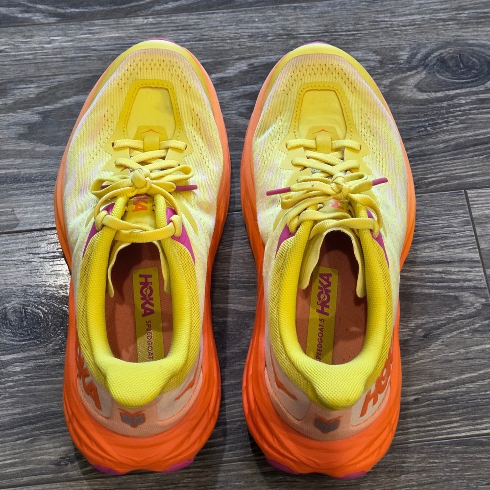 HOKA Speedgoat 5 Womens 8B Peach Parfait Orange Trail Running Shoes Vibram - Picture 6 of 11